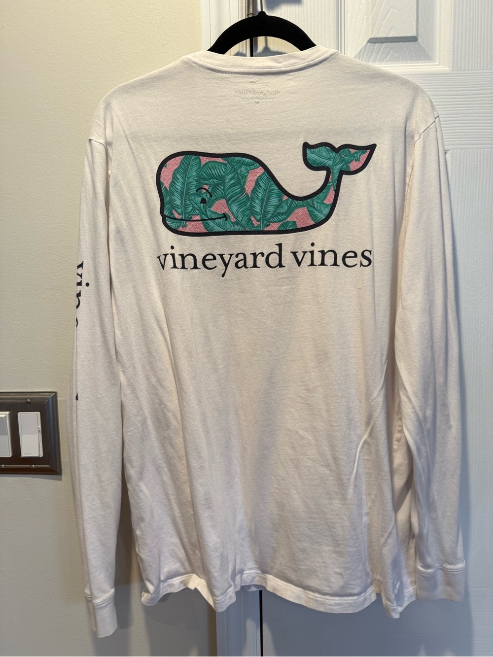 Vineyard Vines Pink & Green Whale Logo Long Sleeve Shirt